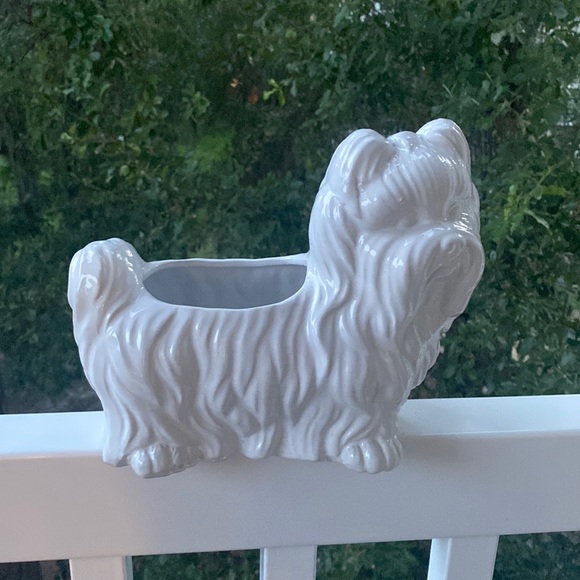 Vintage Accents Vintage Ceramic Dog Yorkie Yorkshire Terrier Pot